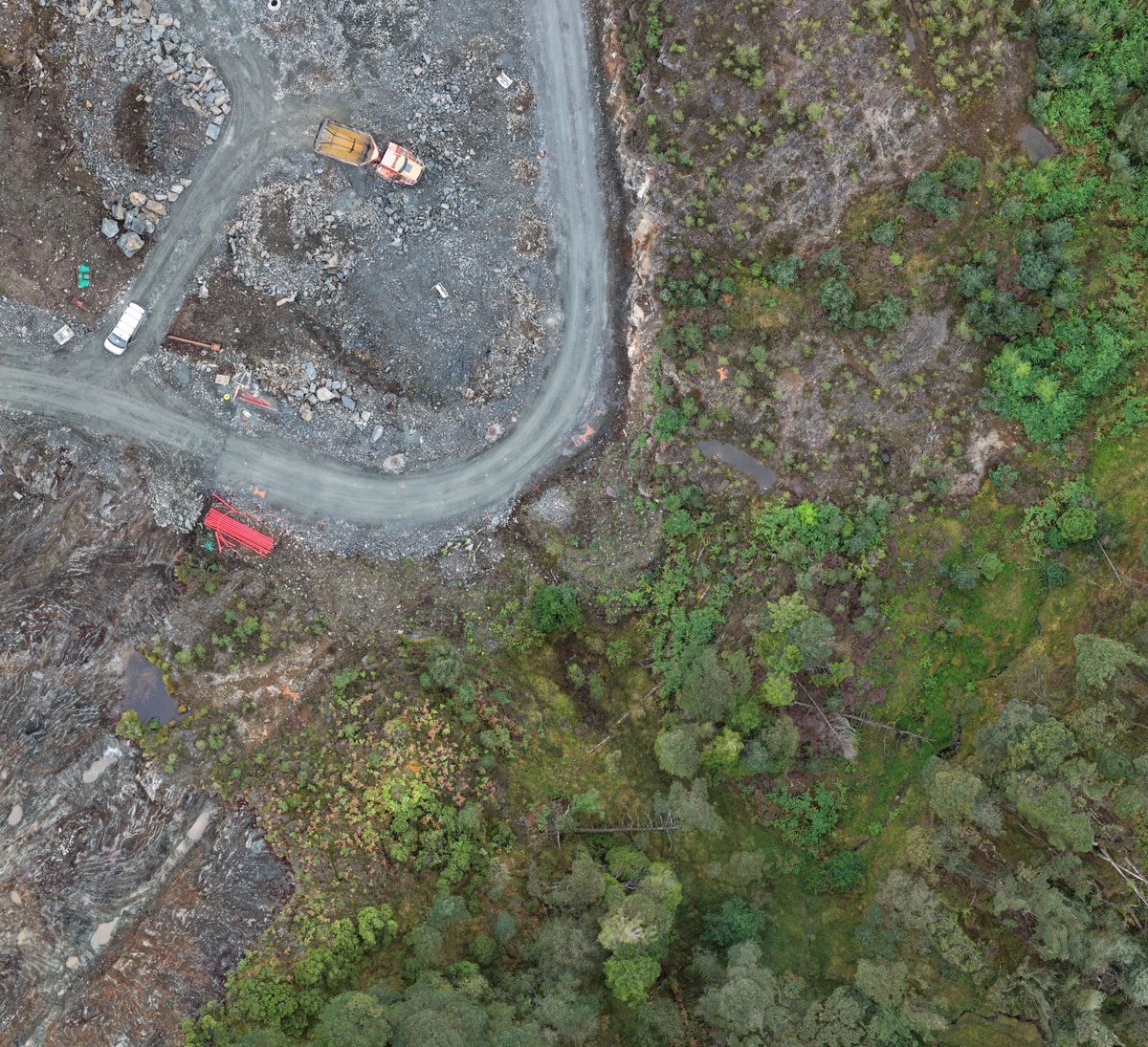 Ortofoto fra droneskann av tomt og veg